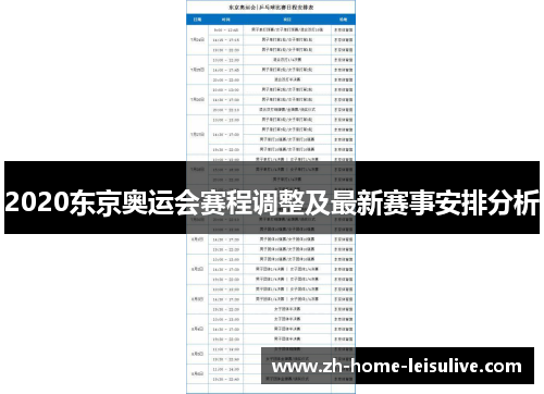 2020东京奥运会赛程调整及最新赛事安排分析